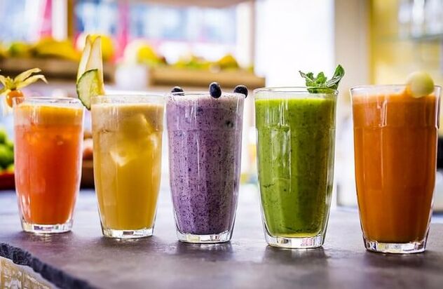 Smoothie types based on berries, fruits and vegetables