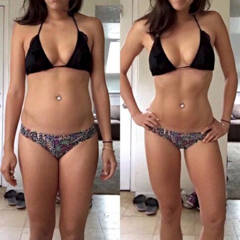girl before and after weight loss on no carb diet