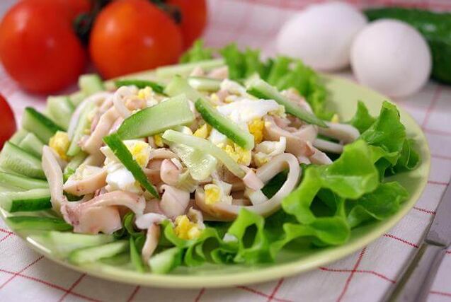 Egg and Cucumber Squid Salad on a Low-Carb Diet